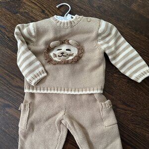 Piper and Posie 2 Piece Lion Sweater Set  3-6M